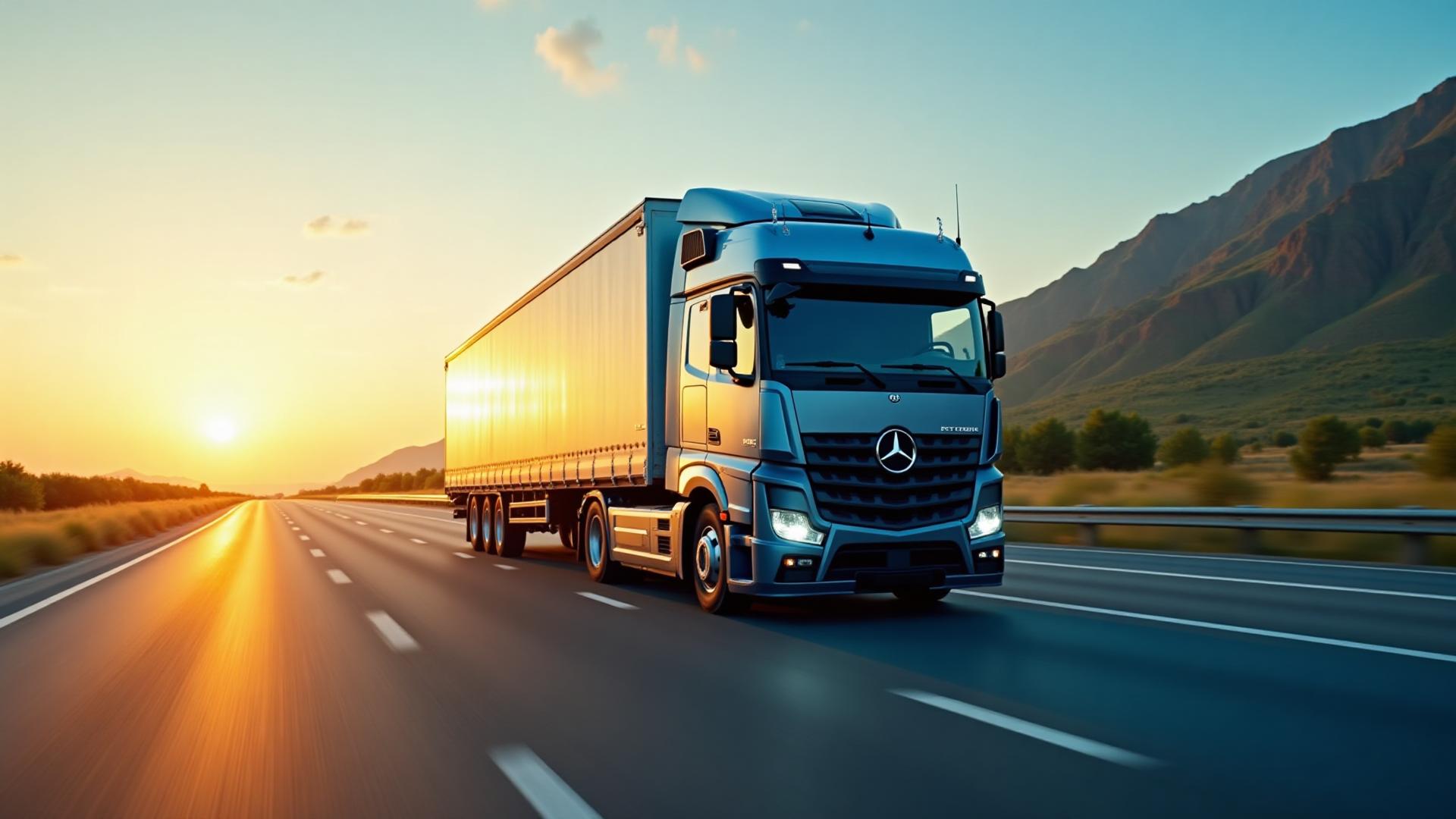Logistics truck driving on a highway